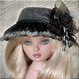OOAK black felt doll hat